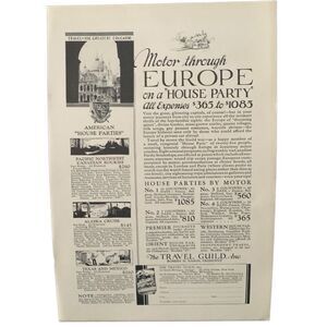 Vintage 1931 Travel Guide Motor Through Europe Ad Advertisement